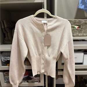 Meshki Beige Button-Up Cardigan